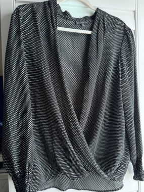 Adrianna Papell Black and White Polka Dot Blouse